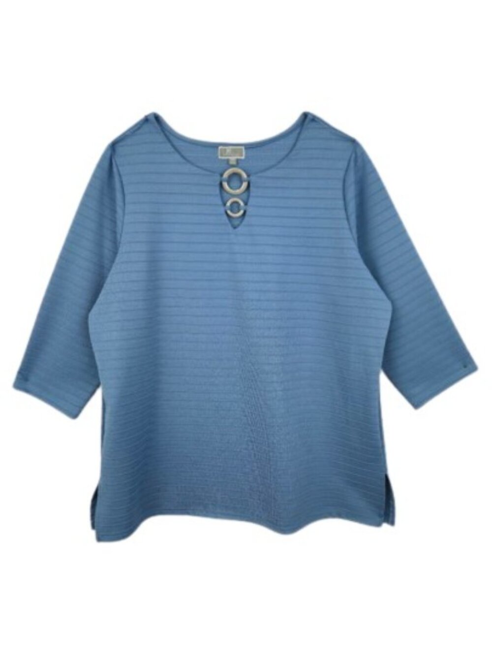 JM Collection Textured Ring Neck Top 2X